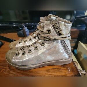 A.S.98 Regal Metallic Silver Gladiator Sandals 37